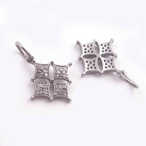 1 Pc Pave Diamond Cross Charm 925 Sterling Silver Pendant - Diamond Cross Pendant 19mmx17mm PDC116 - Tucson Beads