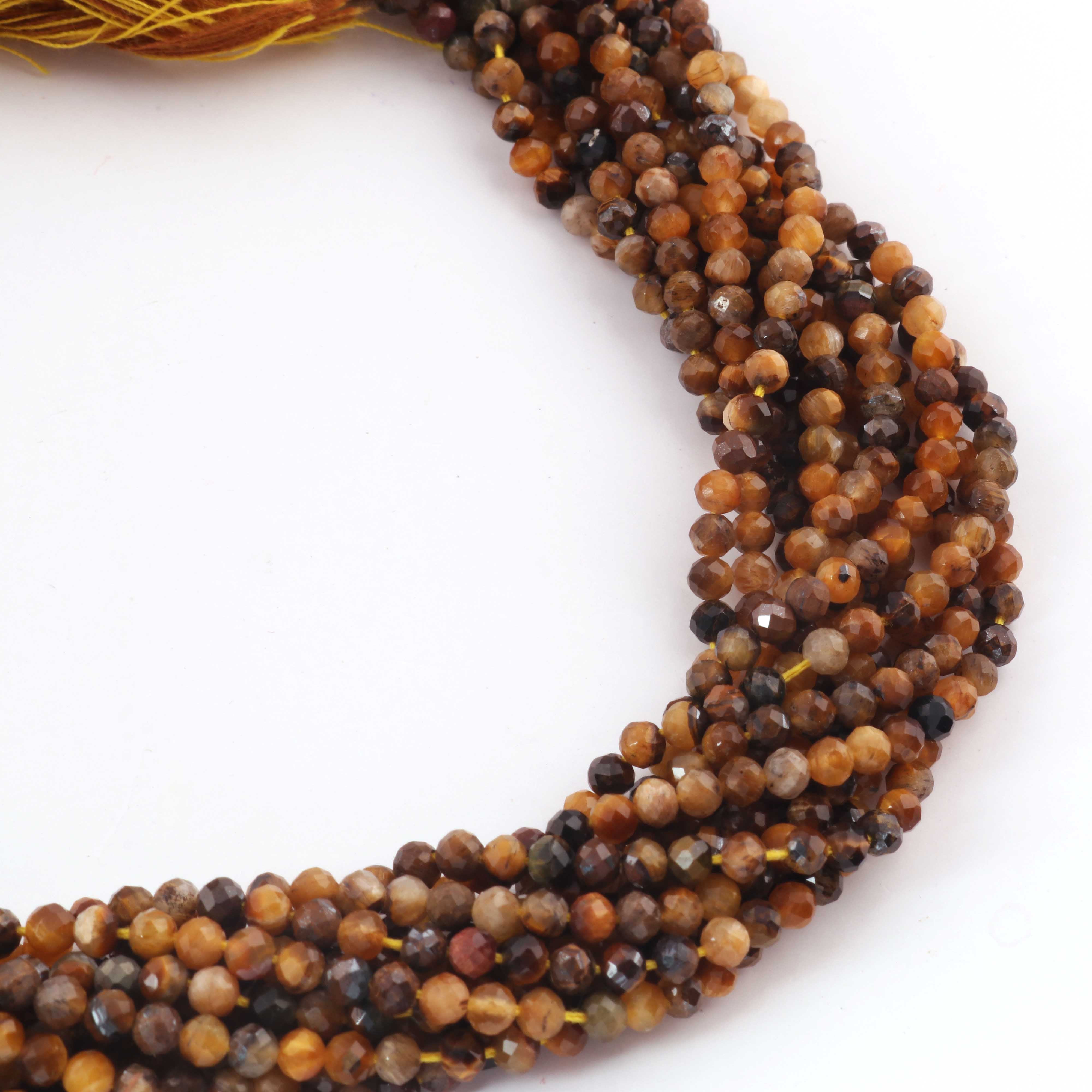 AAA Brown Tiger Eye Micro Faceted 3mm Beads -RB537