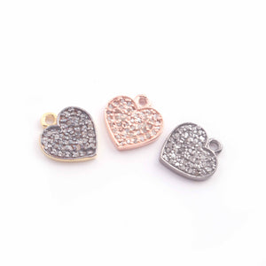 1 Pc Pave Diamond Heart Shape Charm Pendant -925 Sterling Silver / Vermeil / Rose Gold Vermeil Pendant -12mmx11mm PDC117 - Tucson Beads