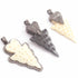 1 Pc Natural Pave Diamond Bone Arrowhead Charm Pendant -- 925 Sterling Silver 54mmx25mm PDC1455