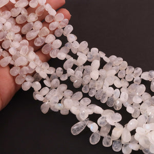 1  Strand White Rainbow Moonstone Faceted Briolettes - Pear Shape Briolettes  8mmx6mm -19mmx7mm-10 Inches BR03364 - Tucson Beads