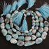 1  Strand Larimar Smooth Nuggets  Briolettes -Semi Precious Gemstone Assorted Nuggets Shape Larimar Briolettes -10mmx9mm-28mmx13mm-8 Inches BR03339