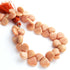 1  Strand Peach Moonstone Smooth Briolettes  - Semi Precious Heart Briolettes - 9mm x 8mm-14mm x9mm, 10 Inches BR03359