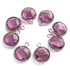 6 Pcs Amethyst Faceted Round Shape Oxidized Silver Plated Pendant 15mmx11mm  PC241