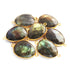 7 Pcs Labradorite 24k Gold Plated Faceted Connector - Oval Shape  Double Bail Connector 31mmx19mm  PC975