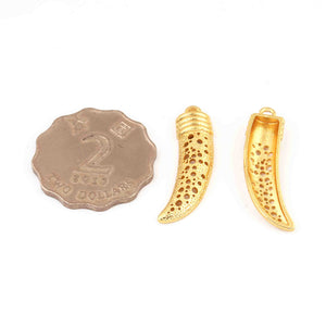 10 Pcs Designer Horn Shape Pendant , Copper Pendant-Copper Jewelry - 32mmx8mm GPC1371 - Tucson Beads