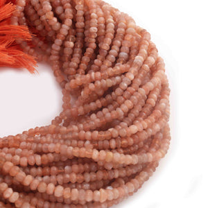 1 Long Strand Ex+++ Quality 3-4mm Peach Moonstone Rondelles - Small Beads 13 Inches RB075 - Tucson Beads
