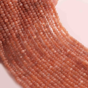 1 Long Strand Ex+++ Quality 3-4mm Peach Moonstone Rondelles - Small Beads 13 Inches RB075 - Tucson Beads