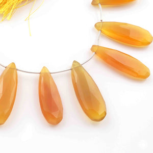 1 Strand Yellow Chalcedony Faceted Briolettes - Pear Shape Briolettes  33mmx12mm-38mmx12mm 8 Inches BR2469 - Tucson Beads