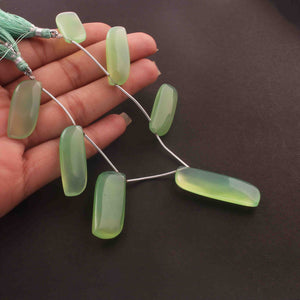 1  Strand Green  Chalcedony Smooth  Briolettes -  Fancy  Shape Briolettes - 29mmx13mm-38mmx14mm - 8 Inches BR1116 - Tucson Beads