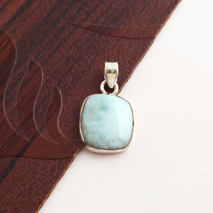1 Pc Genuine and Rare Larimar Square Pendant - 925 Sterling Silver - Gemstone Pendant  SJ101 - Tucson Beads