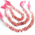 1  Strand  Strawberry Quartz Faceted Briolettes - Pear Shape Briolettes -10mmx7mm-8mmx6mm- 7.5 Inches BR02929