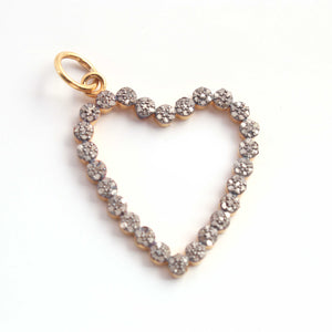 1 PC Antique Finish Pave Diamond Designer Heart Pendant - 925 Sterling Silver & Vermeil Diamond Pendant 32mmx26mm PD1871 - Tucson Beads