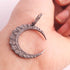 1 PC Antique Finish Pave Diamond Designer Moon Pendant - 925 Sterling Silver - Diamond Pendant 25mmx5mm PD1873