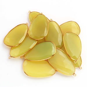 5 Pcs 925 Sterling Vermeil Green Chalcedony & Yellow Chalcedony   Faceted Assorted Shape Single Bail Pendant 21mmx37mm - SS024 - Tucson Beads