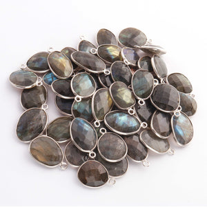 10 Pcs Beautiful Labradorite Assorted  Shape 925 Sterling Silver Gemstone Faceted Pendant - 18mmx11mm-25mmx15mm SS004 - Tucson Beads