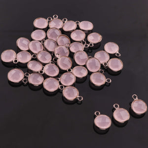 7 Pcs Rose Quartz Faceted Oxidized Sterling Silver Round Single Bail Pendant - 9mmx12mm SS740 - Tucson Beads