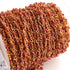 5 Feet Garnet 2mm Rosary Style Beaded Chain -Garnet 24k gold Plated Wire Wrapped Chain BDG077