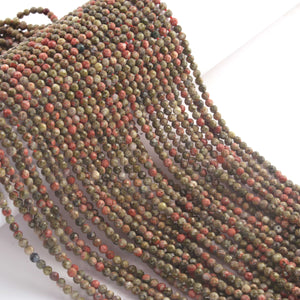 1 Strand Unakite 3mm Gemstone Balls, Semiprecious beads 12.5 Inches Long- Faceted Gemstone Jewelry RB0033 - Tucson Beads