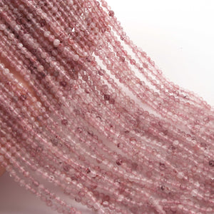 1 Strand Pink Rutile 3mm Gemstone Balls, Semiprecious beads 12.5 Inches Long- Faceted Gemstone Jewelry RB0035 - Tucson Beads