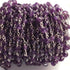 5 Feet Amethyst 5mm Rosary Style Beaded Chain - Amethyst Beads wire wrapped 925 Silver Plated chain SC149