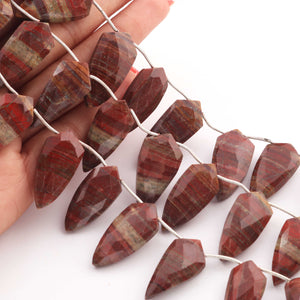 1 Strand  Mexican Fire Agate Faceted Briolettes - Fancy Shape Briolettes -20mmx12mm-32mmx15mm - 9 Inches BR03402 - Tucson Beads