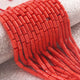 AAA Natural Italian Coral Smooth Tube Beads -Original Red Orange Coral Gemstone Cylinder Beads - 8mm-9mm - 9 Inches -BR03117 - Tucson Beads