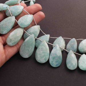 1  Long Strand  Amazonite Faceted Briolettes - Pear Shape Briolettes -12mmx9mm-25mmx10mm - 9 Inches01497 - Tucson Beads