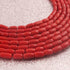 1 Long Strand AAA Natural Italian Coral Smooth Drum Beads -Original Red Coral Gemstone Barrel Beads - 4mm-6mm - 16 Inches -BR03131