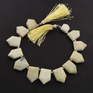 1 Strand  Yellow Opal Briolettes - Pentagon Shape Faceted Beads -14mmx14mm-27mmx16mm 9 inch BR03399 - Tucson Beads