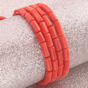 1 Long Strand AAA Natural Italian Coral Smooth Tube Beads -Original Red Orange Coral Gemstone Cylinder Beads - 4mm-10mm - 17 Inches -BR03133 - Tucson Beads
