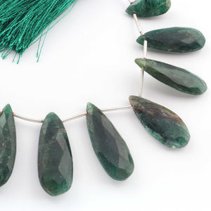 1 Strand Green Agate Faceted Briolettes - Pear Shape Briolettes  18mmx9mm -31mmx10mm- 8 Inches BR1200 - Tucson Beads
