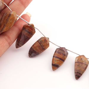 1  Strand Brown Jasper Faceted Briolettes  - Fancy  Briolettes  -27mmx14mm-32mmx13mm  9.5 Inches BR160 - Tucson Beads