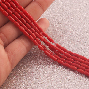 1 Long Strand AAA Natural Italian Coral Smooth Drum Beads -Original Red Coral Gemstone Barrel Beads - 3mm-6mm - 16.5 Inches -BR03122 - Tucson Beads