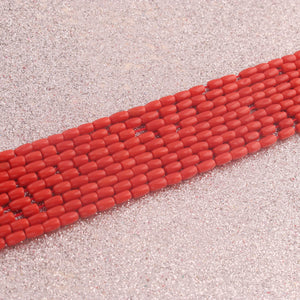 1 Long Strand AAA Natural Italian Coral Smooth Drum Beads -Original Red Orange Coral Gemstone Barrel Beads - 3mm-6mm - 17.5 Inches -BR03125 - Tucson Beads