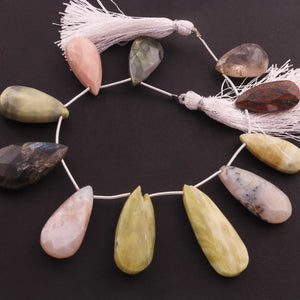 1 Strand Mix Stone Faceted Briolettes - Pear Shape Briolettes  23mmx15mm -37mmx13mm- 8.5 Inches -BR758 - Tucson Beads