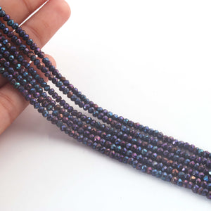 5 Strands Black Spinel Blue Coated Faceted Balls Beads,  Gemstone Rondelles, Semi Precious Gemstone Beads  3mm 13 inch strand RB344 - Tucson Beads