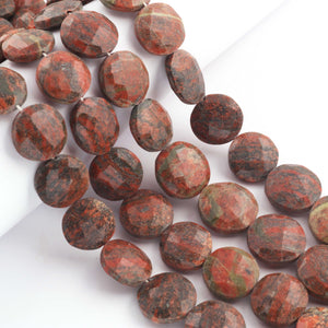 1 Strand Unakite Faceted Coin Shape Beads- Unakite Coin Briolettes 16mm-21mm 9 Inches BR02497 - Tucson Beads