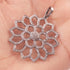 1 Pc Pave Diamond Flower Single Bail Pendant 925 Sterling Silver - Designer Pendant 50mmx44mm PD056