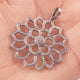 1 Pc Pave Diamond Flower Single Bail Pendant 925 Sterling Silver - Designer Pendant 50mmx44mm PD056 - Tucson Beads