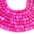 1 Strand Hot Pink Opal Smooth Cube Briolettes - Box Shape Gemstone Beads 7mm-9mm- 8 Inches BR03377