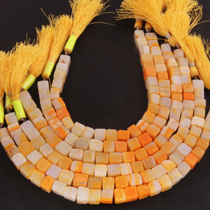 1 Strand Light Orange Opal Smooth Cube Briolettes - Box Shape Gemstone Beads 7mm-9mm- 8 Inches BR03388 - Tucson Beads