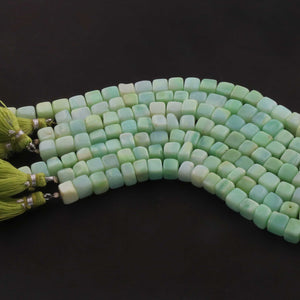 1 Strand Shaded Green Opal Smooth Cube Briolettes - Shaded Green Opal Box Beads 6mm-9mm 8Inch BR03386 - Tucson Beads