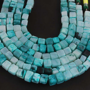 1 Strand Shaded Green Opal Smooth Cube Briolettes - Box Shape Gemstone Beads 6mm-8mm- 8 Inches BR03387 - Tucson Beads