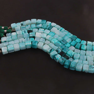 1 Strand Shaded Green Opal Smooth Cube Briolettes - Box Shape Gemstone Beads 6mm-8mm- 8 Inches BR03387 - Tucson Beads