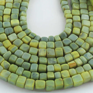1 Strand Green Opal Smooth Cube Briolettes - Box Shape Gemstone Beads 5mm-8mm- 8 Inches BR03380 - Tucson Beads