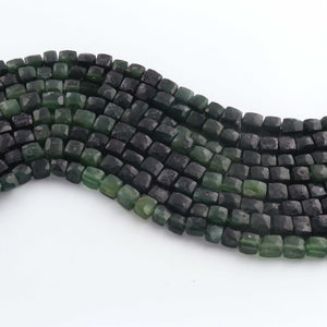 1 Strand Serpentine Faceted Cube Briolettes - Box Shape Gemstone Beads - 5mm-7mm- 8 Inches BR03435 - Tucson Beads