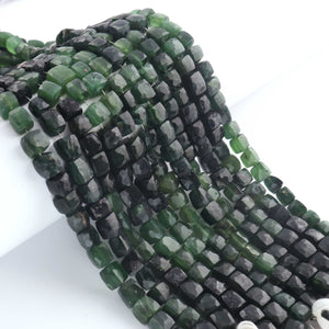 1 Strand Serpentine Faceted Cube Briolettes - Box Shape Gemstone Beads - 5mm-7mm- 8 Inches BR03435 - Tucson Beads