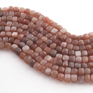 1 Strand Chocolate Moonstone Faceted Cube Briolettes - Box shape Beads -6mm-7mm- 10 Inches BR03428 - Tucson Beads