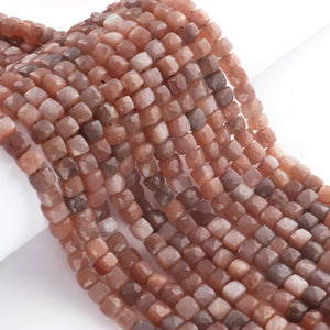 1 Strand Chocolate Moonstone Faceted Cube Briolettes - Box shape Beads -6mm-7mm- 10 Inches BR03428 - Tucson Beads